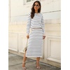 ANRABESS Women 2 Piece Striped Sweater Skirt Set(White Grey Beige)
