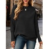 ANRABESS Women Fall Oversized Long Batwing Sleeve Ribbed Sweaters(Black)