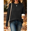 ANRABESS Women Fall Oversized Long Batwing Sleeve Ribbed Sweaters(Black)