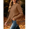 ANRABESS Women Fall Oversized Long Batwing Sleeve Ribbed Sweaters(Camel)