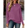ANRABESS Women Fall Oversized Long Batwing Sleeve Ribbed Sweaters(Deep Purple)