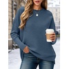 ANRABESS Women Fall Oversized Long Batwing Sleeve Ribbed Sweaters(Dusty Blue)