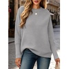 ANRABESS Women Fall Oversized Long Batwing Sleeve Ribbed Sweaters(Gray)