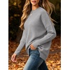 ANRABESS Women Fall Oversized Long Batwing Sleeve Ribbed Sweaters(Gray)