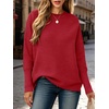 ANRABESS Women Fall Oversized Long Batwing Sleeve Ribbed Sweaters(Red)