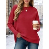 ANRABESS Women Fall Oversized Long Batwing Sleeve Ribbed Sweaters(Red)