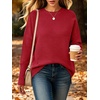 ANRABESS Women Fall Oversized Long Batwing Sleeve Ribbed Sweaters(Red)