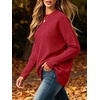 ANRABESS Women Fall Oversized Long Batwing Sleeve Ribbed Sweaters(Red)