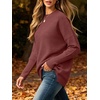 ANRABESS Women Fall Oversized Long Batwing Sleeve Ribbed Sweaters(Rust)