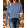 ANRABESS Women Fall Oversized Long Batwing Sleeve Ribbed Sweaters(Smoky Blue)