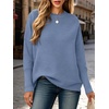 ANRABESS Women Fall Oversized Long Batwing Sleeve Ribbed Sweaters(Smoky Blue)