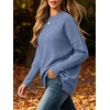 ANRABESS Women Fall Oversized Long Batwing Sleeve Ribbed Sweaters(Smoky Blue)