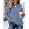 ANRABESS Women Fall Oversized Long Batwing Sleeve Ribbed Sweaters(Smoky Blue)