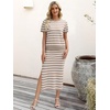 ANRABESS Women’s 2 Piece Striped Sweater Skirt Set(Beige White)