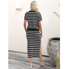ANRABESS Women’s 2 Piece Striped Sweater Skirt Set(Black White)