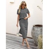 ANRABESS Women’s 2 Piece Striped Sweater Skirt Set(Black White)