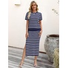 ANRABESS Women’s 2 Piece Striped Sweater Skirt Set(Blue White)