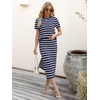 ANRABESS Women’s 2 Piece Striped Sweater Skirt Set(Blue White)