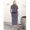ANRABESS Women’s 2 Piece Striped Sweater Skirt Set(Blue White)