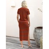 ANRABESS Women’s 2 Piece Striped Sweater Skirt Set(Brick Red Black Stripe)
