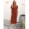ANRABESS Women’s 2 Piece Striped Sweater Skirt Set(Brick Red Black Stripe)