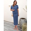 ANRABESS Women’s 2 Piece Striped Sweater Skirt Set(Dark Blue)