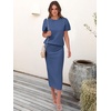 ANRABESS Women’s 2 Piece Striped Sweater Skirt Set(Dark Blue)