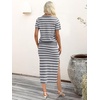 ANRABESS Women’s 2 Piece Striped Sweater Skirt Set(Grey White)