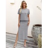 ANRABESS Women’s 2 Piece Striped Sweater Skirt Set(Grey White)
