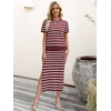 ANRABESS Women’s 2 Piece Striped Sweater Skirt Set(Red White)