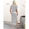 ANRABESS Women’s 2 Piece Striped Sweater Skirt Set(White Black)