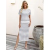 ANRABESS Women’s 2 Piece Striped Sweater Skirt Set(White Grey Stripe)