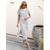ANRABESS Women’s 2 Piece Striped Sweater Skirt Set(White Grey Stripe)