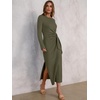 ANRABESS Women’s Fall Long Sleeve Casual Maxi Dress(Army Green)