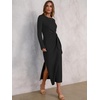 ANRABESS Women’s Fall Long Sleeve Casual Maxi Dress(Black)