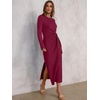 ANRABESS Women’s Fall Long Sleeve Casual Maxi Dress(Burgundy)