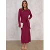 ANRABESS Women’s Fall Long Sleeve Casual Maxi Dress(Burgundy)