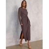 ANRABESS Women’s Fall Long Sleeve Casual Maxi Dress(Coffee)