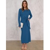 ANRABESS Women’s Fall Long Sleeve Casual Maxi Dress(Cyan)