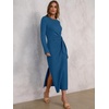 ANRABESS Women’s Fall Long Sleeve Casual Maxi Dress(Cyan)