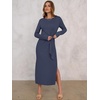 ANRABESS Women’s Fall Long Sleeve Casual Maxi Dress(Dark Blue)