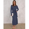ANRABESS Women’s Fall Long Sleeve Casual Maxi Dress(Dark Blue)