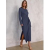 ANRABESS Women’s Fall Long Sleeve Casual Maxi Dress(Dark Blue)