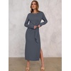 ANRABESS Women’s Fall Long Sleeve Casual Maxi Dress(Deep Gray)