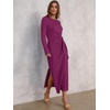 ANRABESS Women’s Fall Long Sleeve Casual Maxi Dress(Deep Purple)