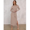 ANRABESS Women’s Fall Long Sleeve Casual Maxi Dress(Khaki)