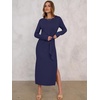 ANRABESS Women’s Fall Long Sleeve Casual Maxi Dress(Navy Blue)