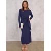 ANRABESS Women’s Fall Long Sleeve Casual Maxi Dress(Navy Blue)