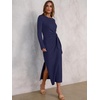 ANRABESS Women’s Fall Long Sleeve Casual Maxi Dress(Navy Blue)