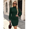 ANRABESS Womens Fall Turtle Neck Long Sleeve Bodycon Mini Sweater Dresses(Green)